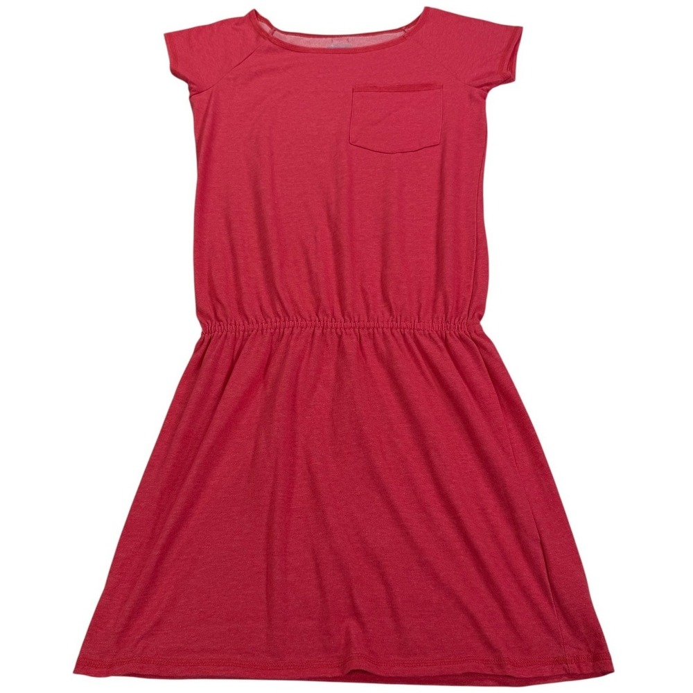 Columbia‎ Womens Small Petite Red Pocket Dress Short Sleeve Casual Stretch Knit